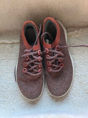 allbirds Kids Knit Lace-Up Sneakers in Rust/Coral Mix